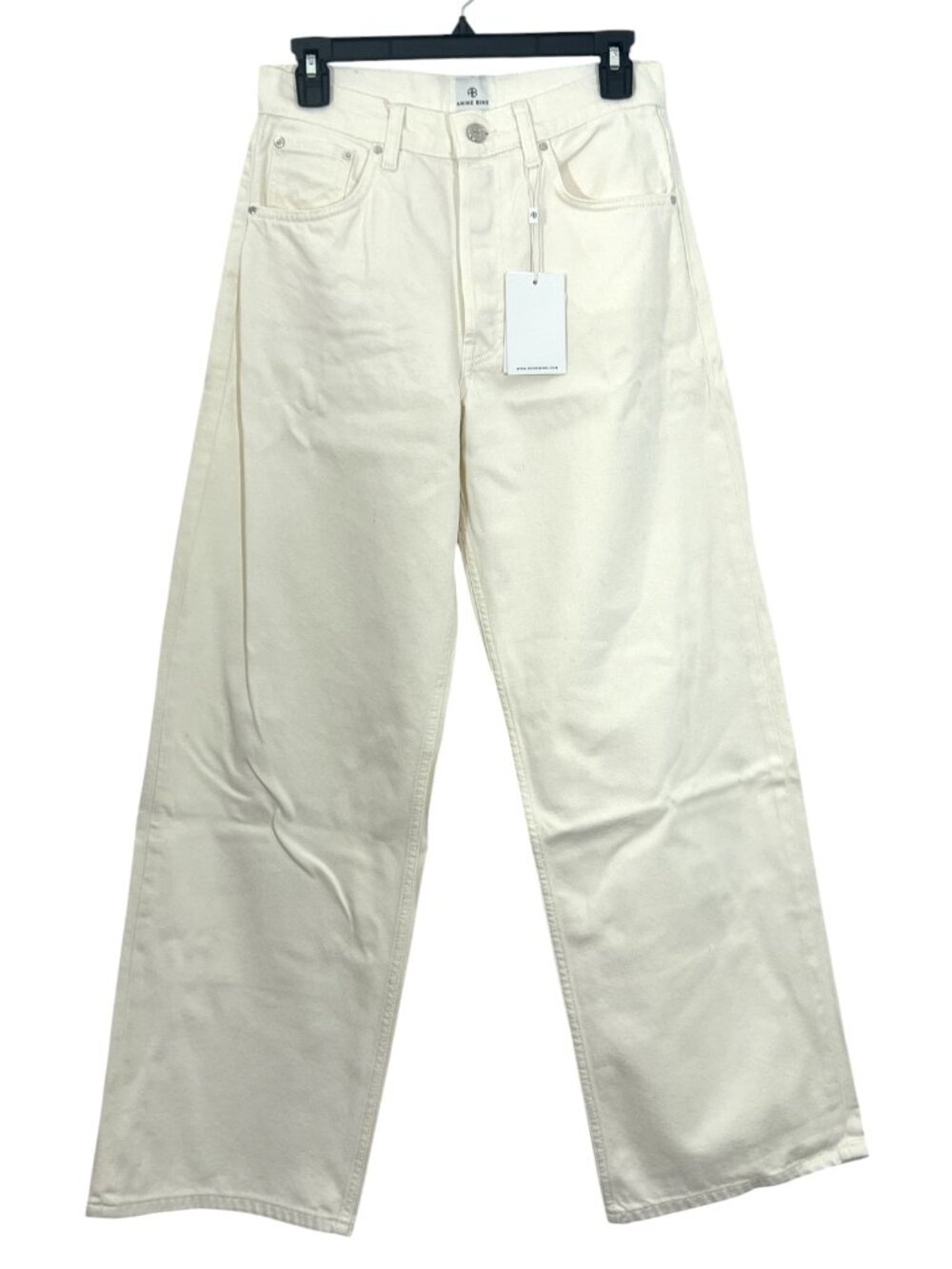 Anine Bing Manon High Rise Relaxed Wide Leg Jeans Ecru / White New $280
